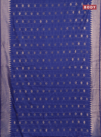 Semi chanderi saree blue shade with allover zari checks & buttas and zari woven border