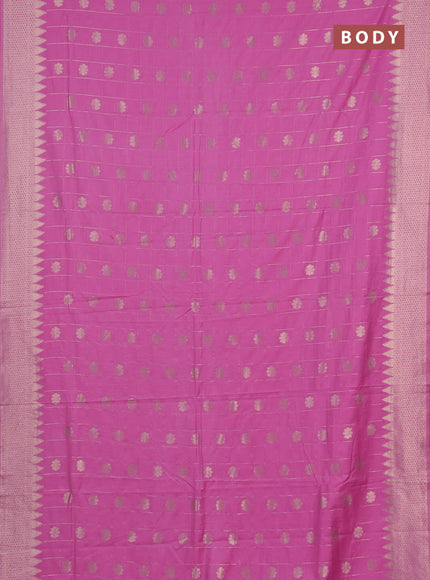 Semi chanderi saree light pink with allover zari checks & buttas and zari woven border