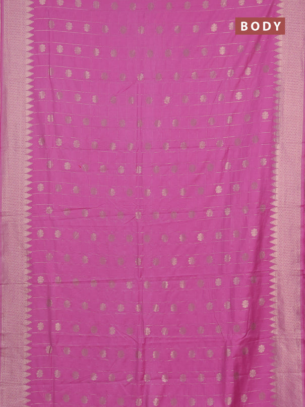 Semi chanderi saree light pink with allover zari checks & buttas and zari woven border