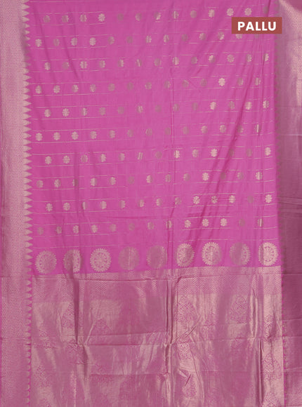 Semi chanderi saree light pink with allover zari checks & buttas and zari woven border