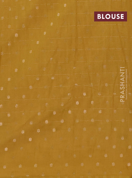 Semi chanderi saree mustard yellow with allover zari checks & buttas and zari woven border