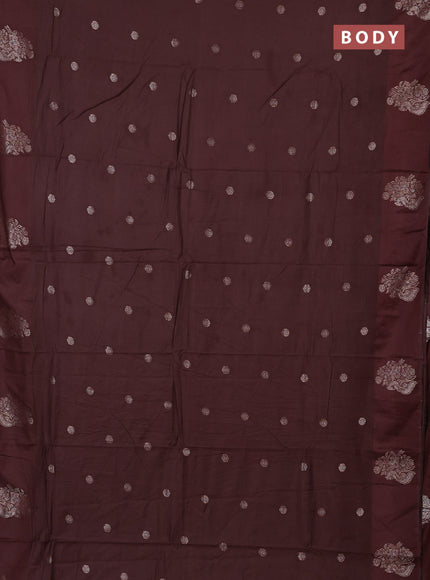 Semi chanderi saree brown with allover zari woven buttas and zari woven butta border