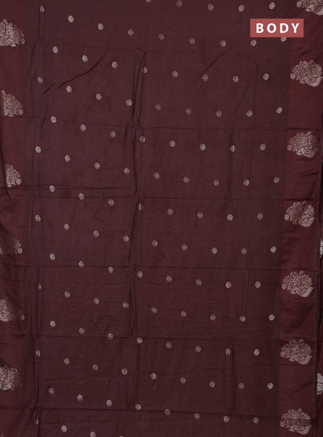 Semi chanderi saree brown with allover zari woven buttas and zari woven butta border