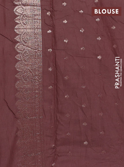 Semi chanderi saree brown with allover zari woven buttas and zari woven butta border