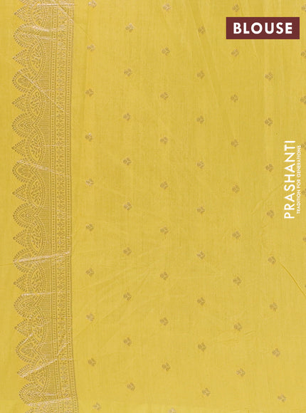Semi chanderi saree yellow with allover zari woven buttas and zari woven butta border