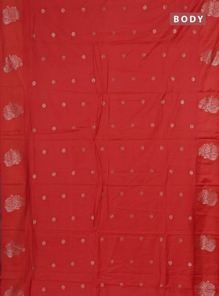 Semi chanderi saree orange with allover zari woven buttas and zari woven butta border