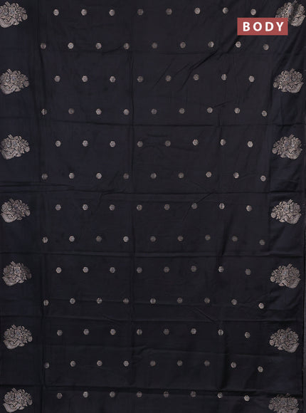 Semi chanderi saree black with allover zari woven buttas and zari woven butta border
