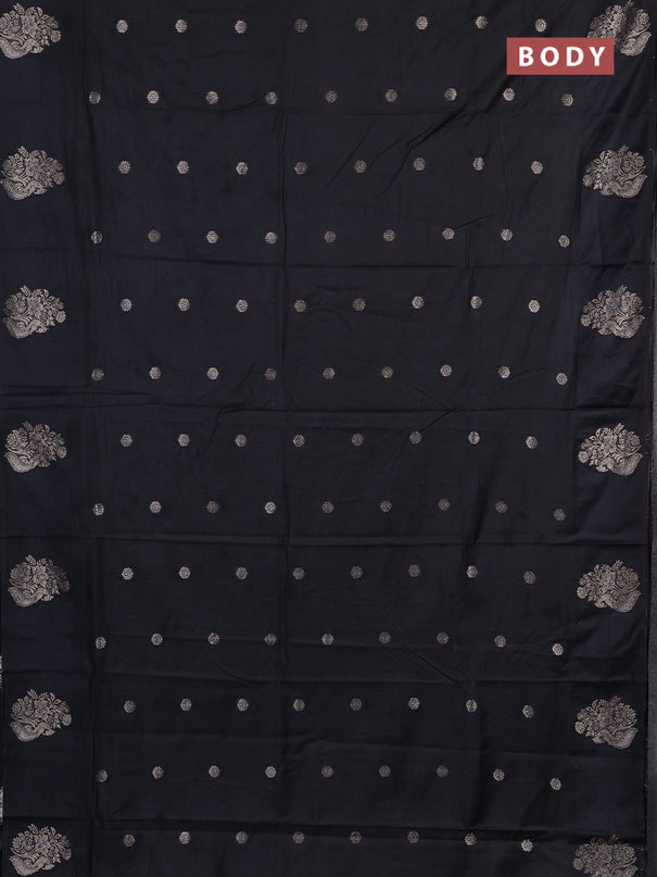 Semi chanderi saree black with allover zari woven buttas and zari woven butta border