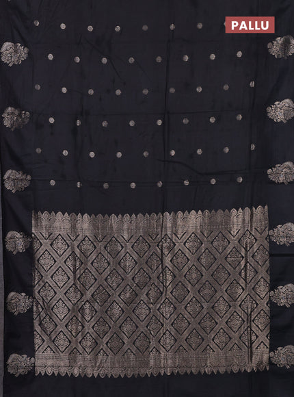 Semi chanderi saree black with allover zari woven buttas and zari woven butta border