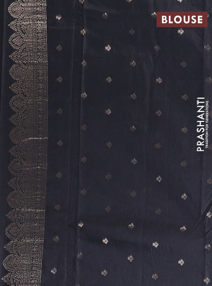 Semi chanderi saree black with allover zari woven buttas and zari woven butta border