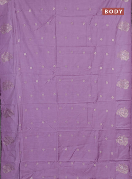 Semi chanderi saree pastel purple with allover zari woven buttas and zari woven butta border
