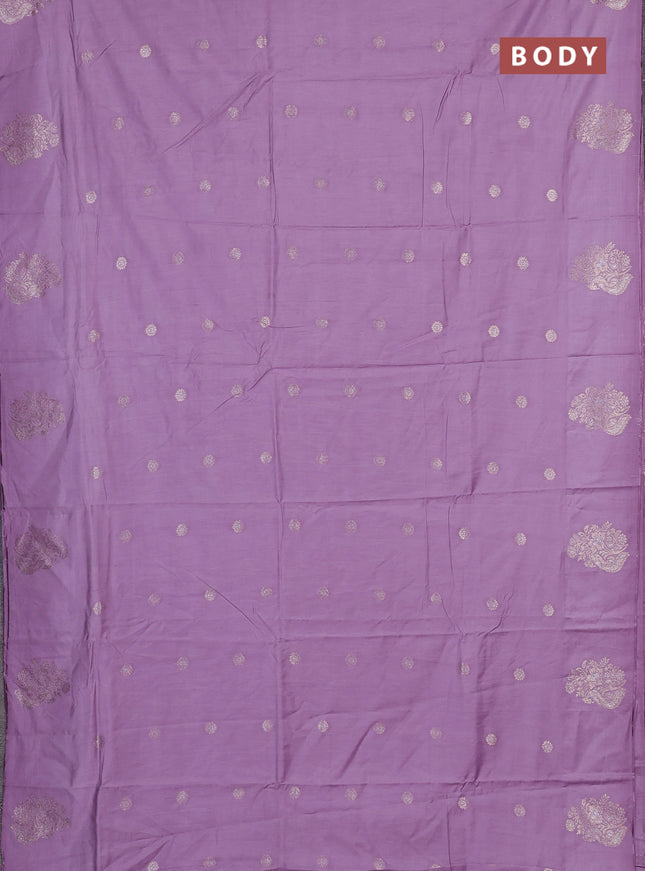Semi chanderi saree pastel purple with allover zari woven buttas and zari woven butta border