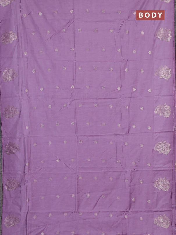 Semi chanderi saree pastel purple with allover zari woven buttas and zari woven butta border