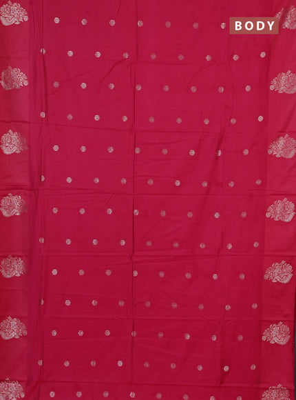 Semi chanderi saree maroon with allover zari woven buttas and zari woven butta border