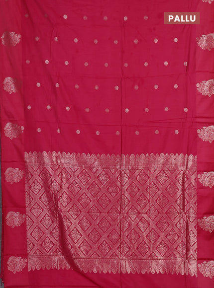 Semi chanderi saree maroon with allover zari woven buttas and zari woven butta border