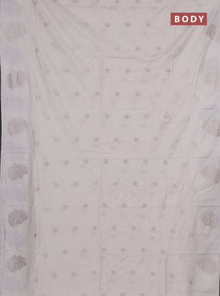 Semi chanderi saree cream with allover zari woven buttas and zari woven butta border