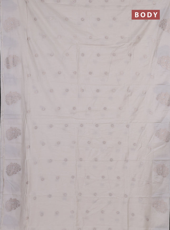 Semi chanderi saree cream with allover zari woven buttas and zari woven butta border