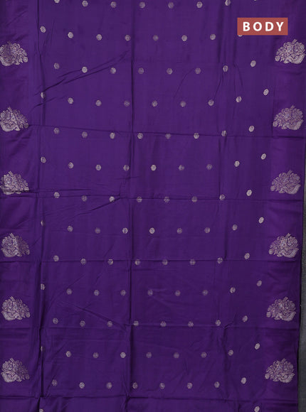 Semi chanderi saree violet with allover zari woven buttas and zari woven butta border