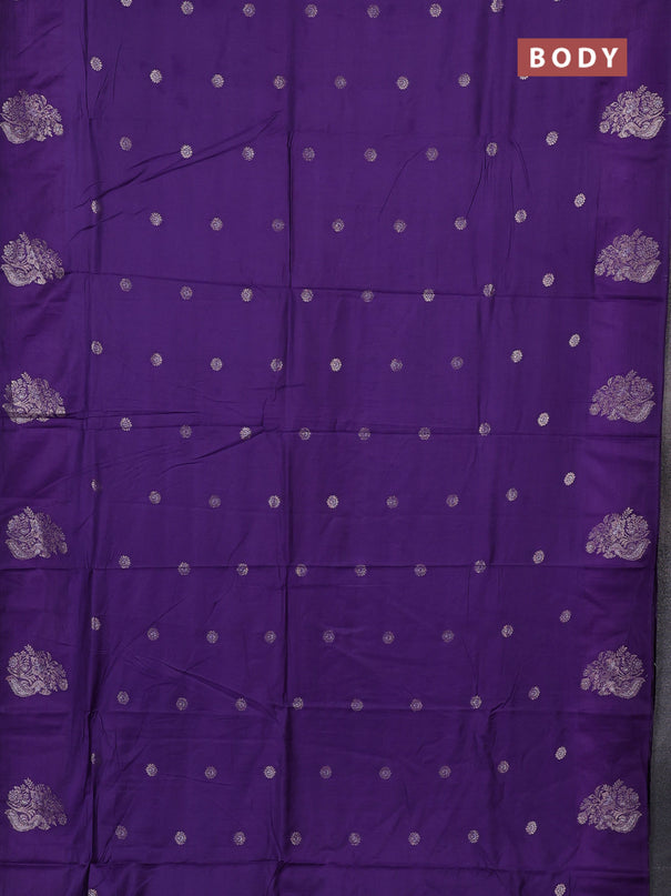 Semi chanderi saree violet with allover zari woven buttas and zari woven butta border