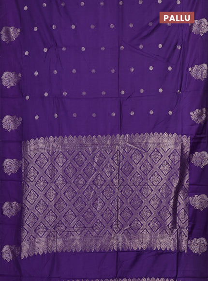 Semi chanderi saree violet with allover zari woven buttas and zari woven butta border