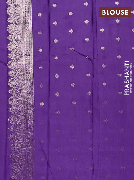 Semi chanderi saree violet with allover zari woven buttas and zari woven butta border