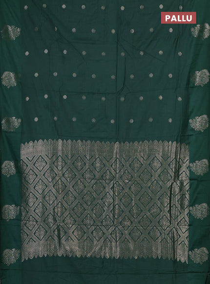 Semi chanderi saree green shade with allover zari woven buttas and zari woven butta border