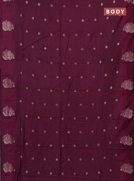 Semi chanderi saree wine shade with allover zari woven buttas and zari woven butta border