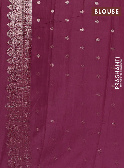 Semi chanderi saree wine shade with allover zari woven buttas and zari woven butta border