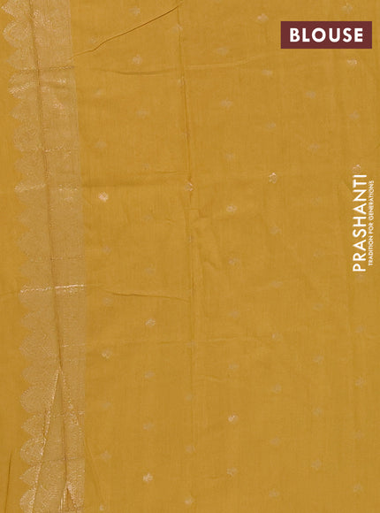 Semi chanderi saree mustard yellow with allover zari woven buttas and zari woven butta border