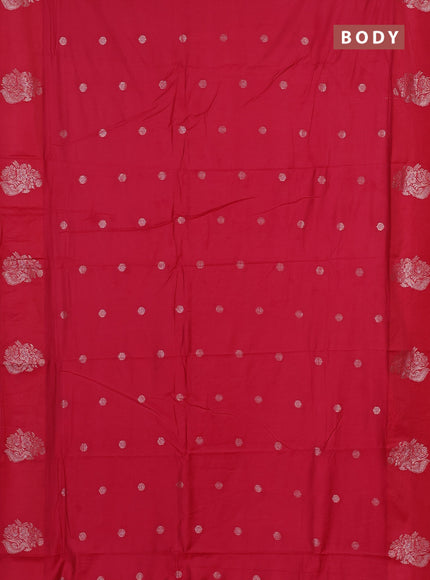 Semi chanderi saree red with allover zari woven buttas and zari woven butta border