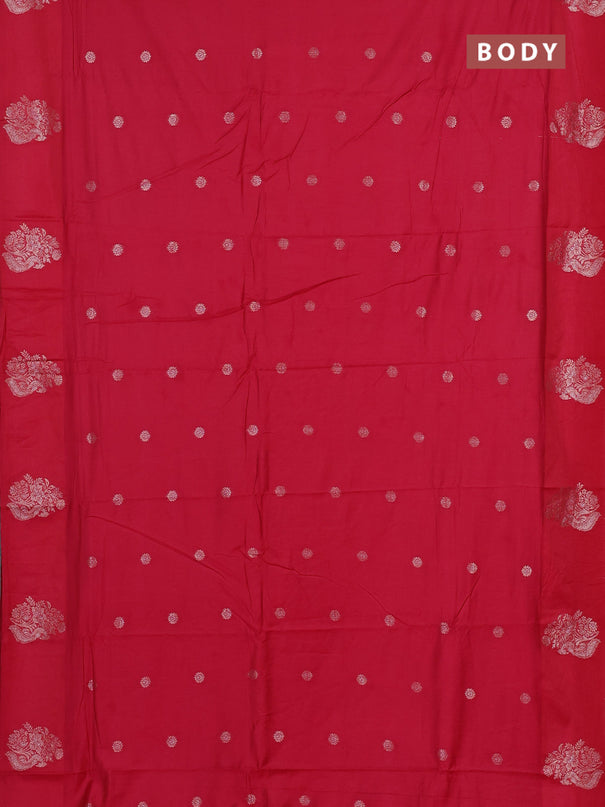 Semi chanderi saree red with allover zari woven buttas and zari woven butta border