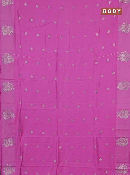 Semi chanderi saree pink with allover zari woven buttas and zari woven butta border