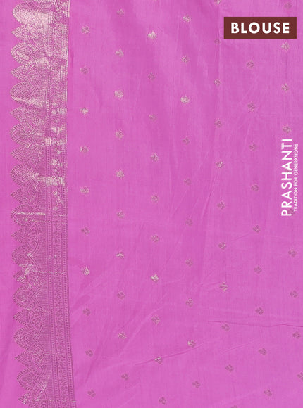 Semi chanderi saree pink with allover zari woven buttas and zari woven butta border