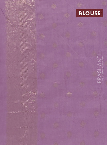 Semi chanderi saree lavender with plain body and zari woven butta border