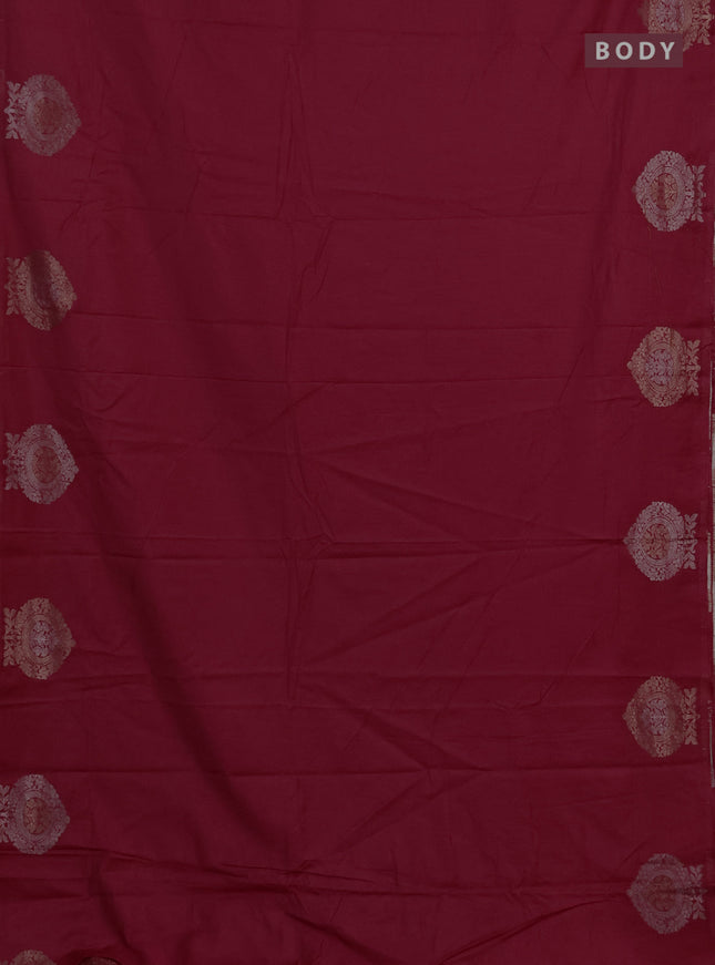 Semi chanderi saree pink with plain body and zari woven butta border