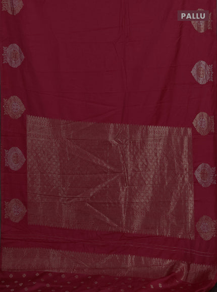 Semi chanderi saree pink with plain body and zari woven butta border