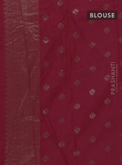 Semi chanderi saree pink with plain body and zari woven butta border