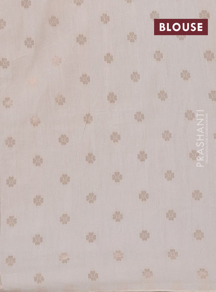 Semi chanderi saree off white with plain body and zari woven butta border