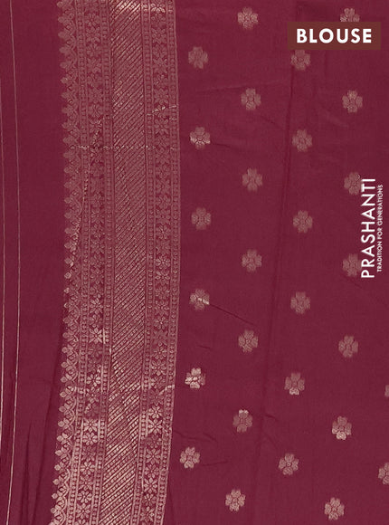 Semi chanderi saree wine shade with plain body and zari woven butta border