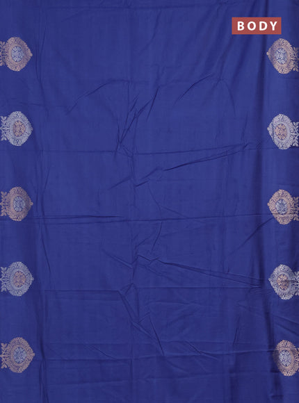 Semi chanderi saree blue shade with plain body and zari woven butta border