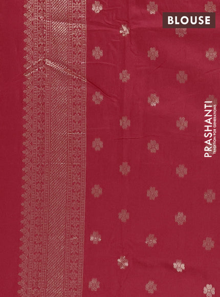 Semi chanderi saree red with plain body and zari woven butta border
