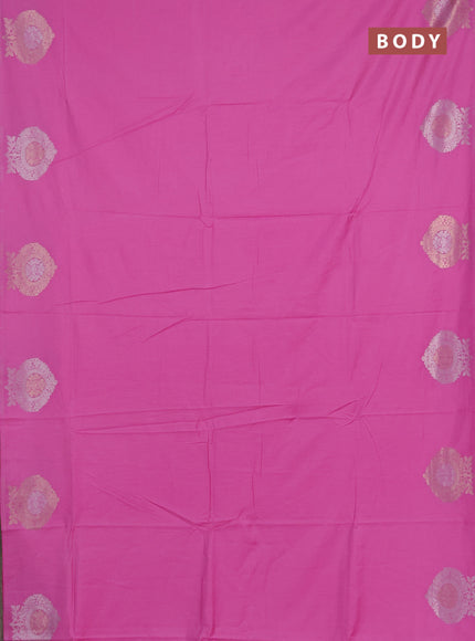 Semi chanderi saree light pink with plain body and zari woven butta border
