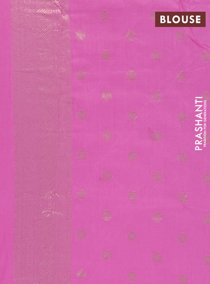 Semi chanderi saree light pink with plain body and zari woven butta border