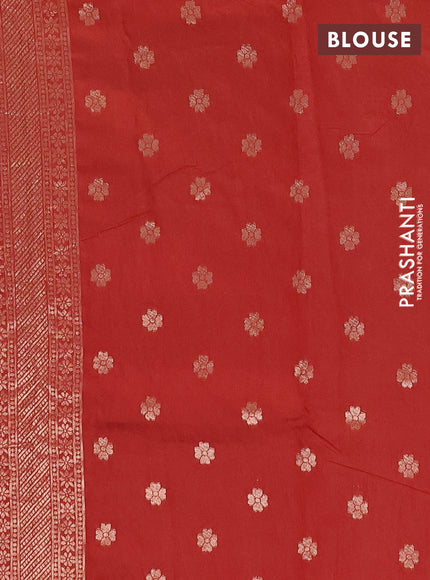 Semi chanderi saree rust shade with plain body and zari woven butta border