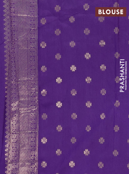 Semi chanderi saree violet with plain body and zari woven butta border