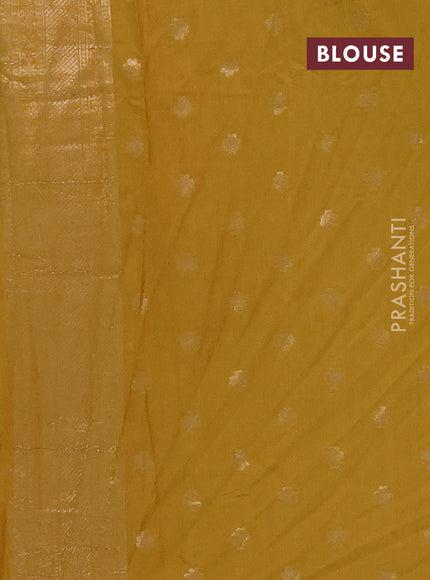 Semi chanderi saree mustard yellow with plain body and zari woven butta border