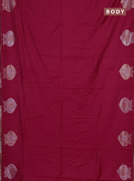 Semi chanderi saree pink with plain body and zari woven butta border