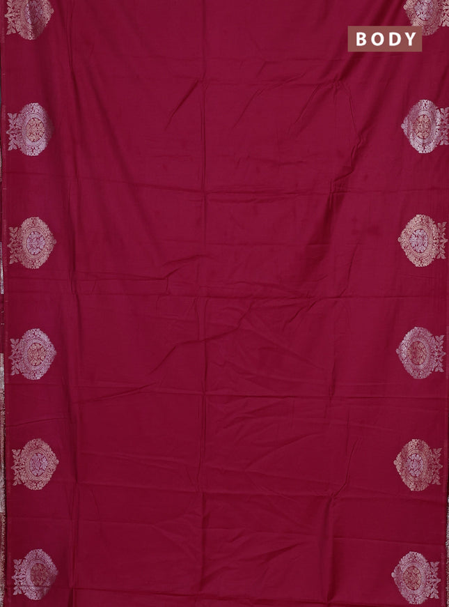 Semi chanderi saree pink with plain body and zari woven butta border