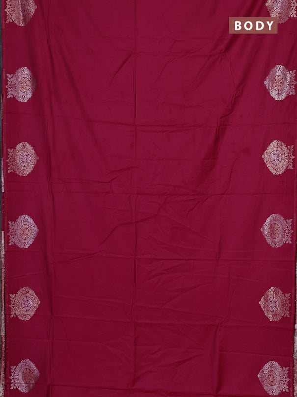 Semi chanderi saree pink with plain body and zari woven butta border