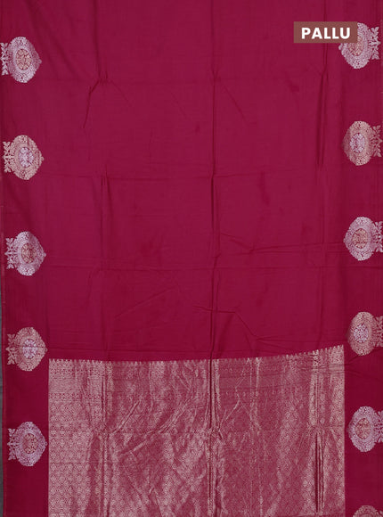 Semi chanderi saree pink with plain body and zari woven butta border